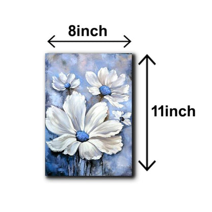 Set Of 5 Blue Flowers Wall Art Wooden Frames For Home