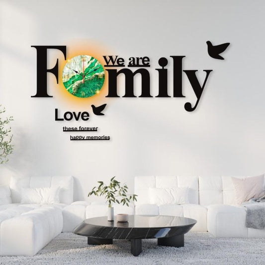 We Are Family With Birds Wall Clock  Decoration For Home