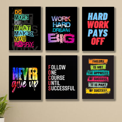 Set Of 6 Motivational Sticky Canvas For Wall Decore