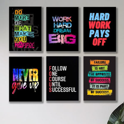 Set Of 6 Motivational Sticky Canvas For Wall Decore